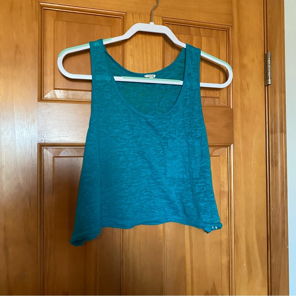 Teal sheer lightweight crop top 👛